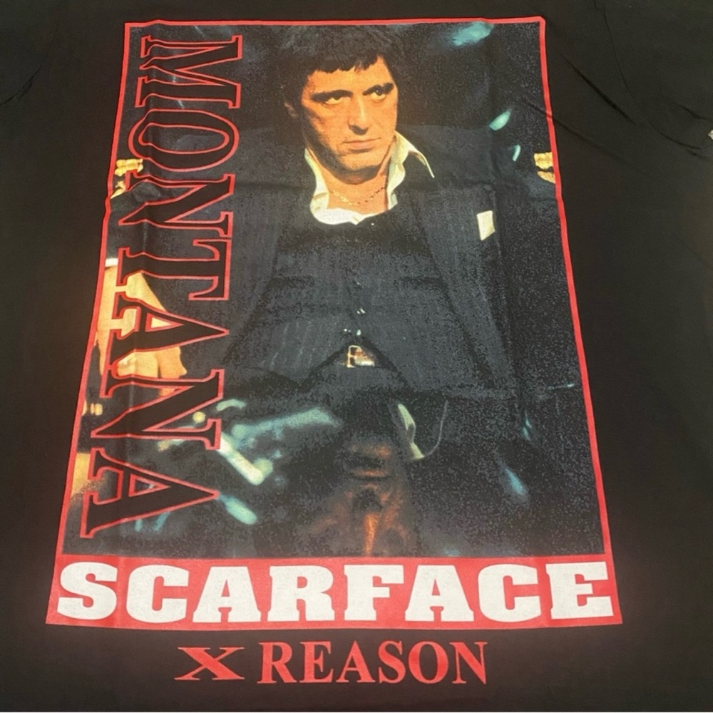 NEW Reason x Scarface Tony Montana 80's T-Shirt Black Men's Size Large - Picture 5 of 8